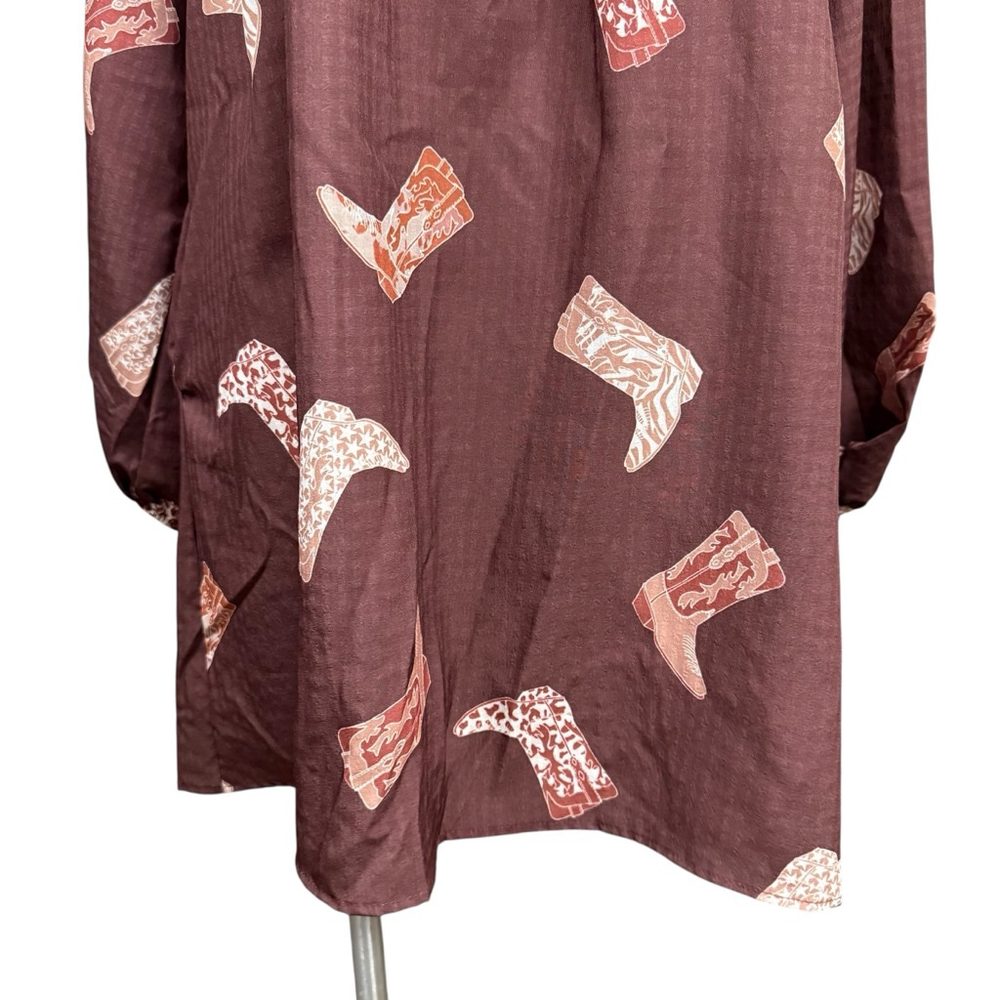 Fantastic Fawn Blouse Size L Brown with Boot Print - Picture 3 of 9
